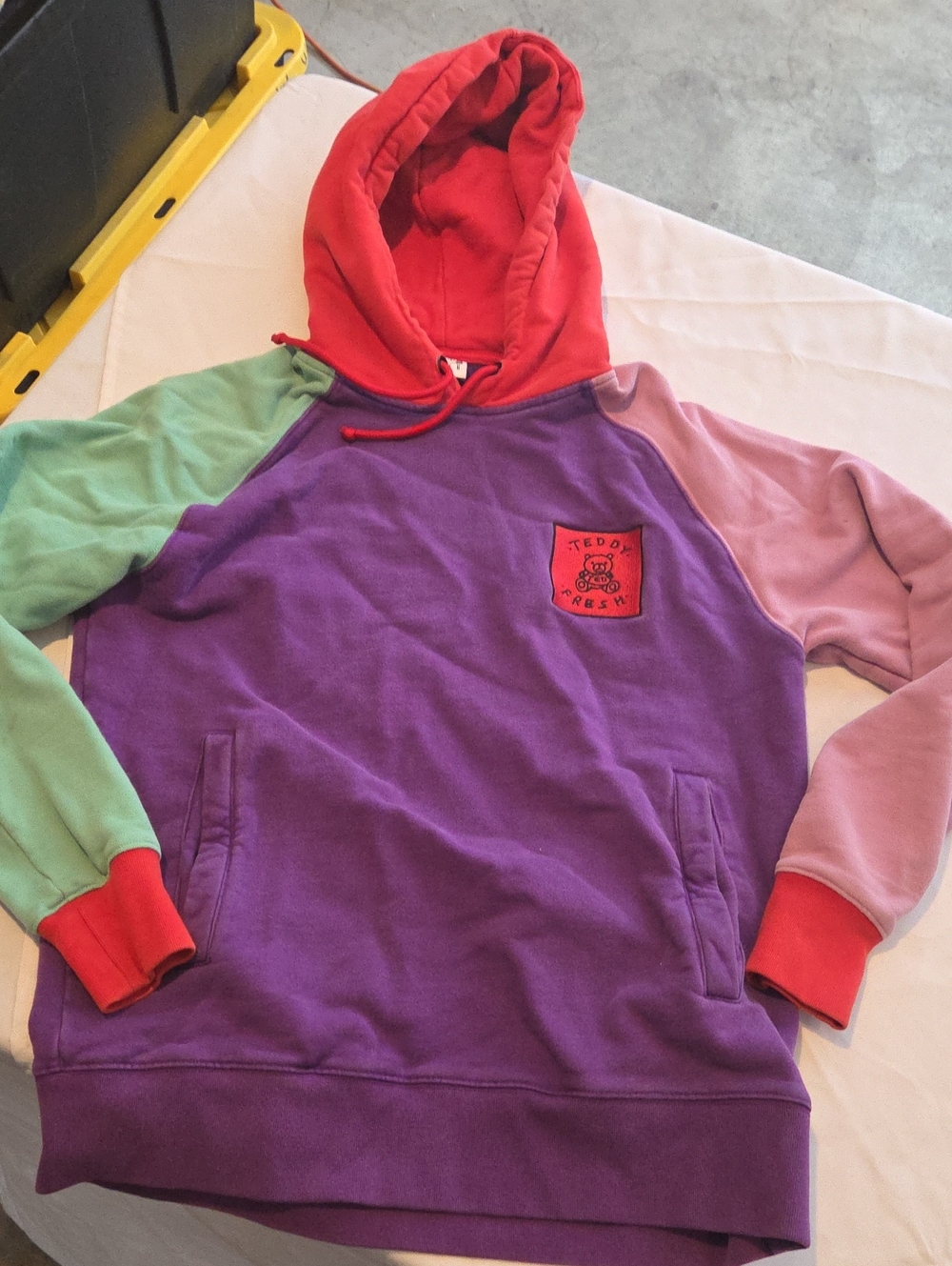 fresh Multicolor Patchwork Hoodie - Purple, Red, Mint, Lavender